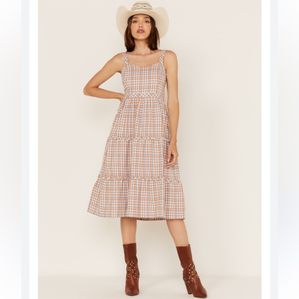 NWOT Madewell | Gingham Sweetheart Ruffle-Tiered Midi Dress